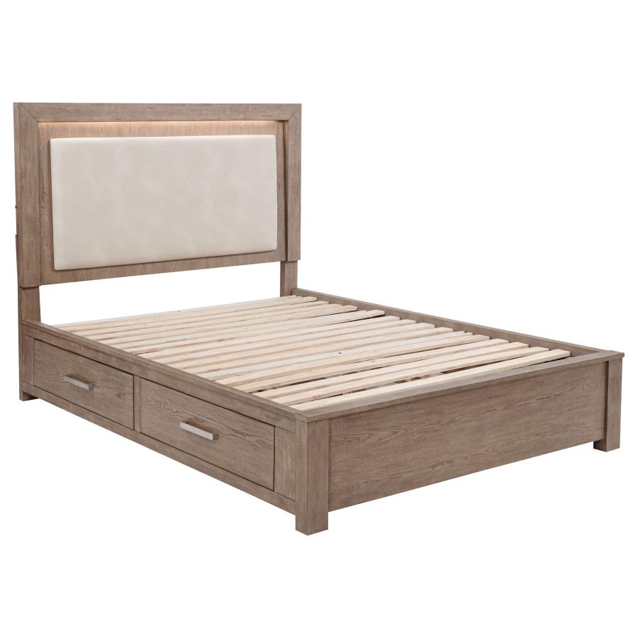 (image for) Kenora 56-inch Queen LED Storage Bed Barley Brown