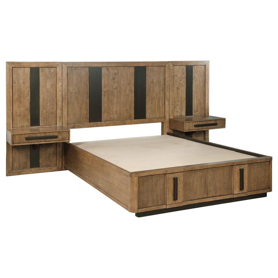 (image for) Terrace 2-piece Wall Panel with Nightstand Set Ash Brown