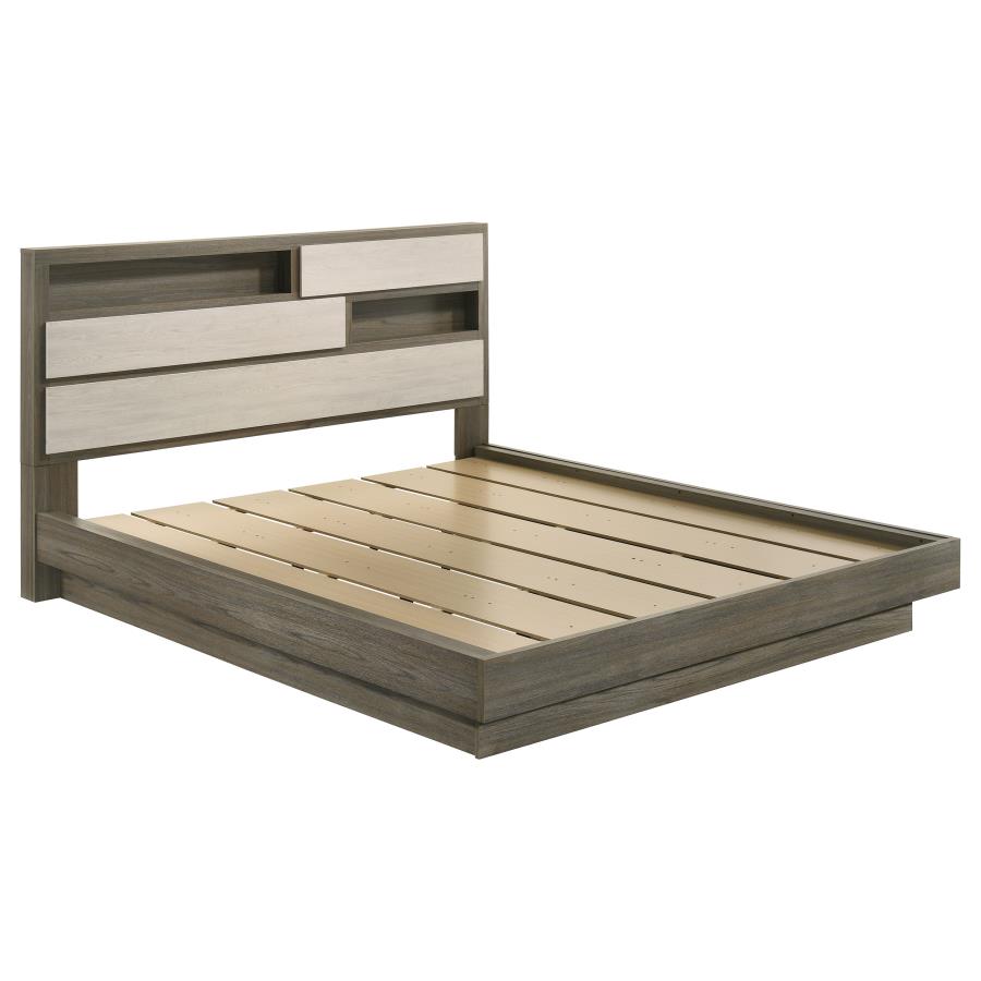 (image for) Fenwick California King Bed Bookcase Headboard Grey Oak