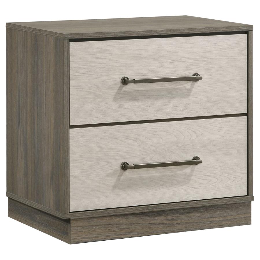 (image for) Fenwick 2-drawer Nightstand Bedside Table Grey Oak