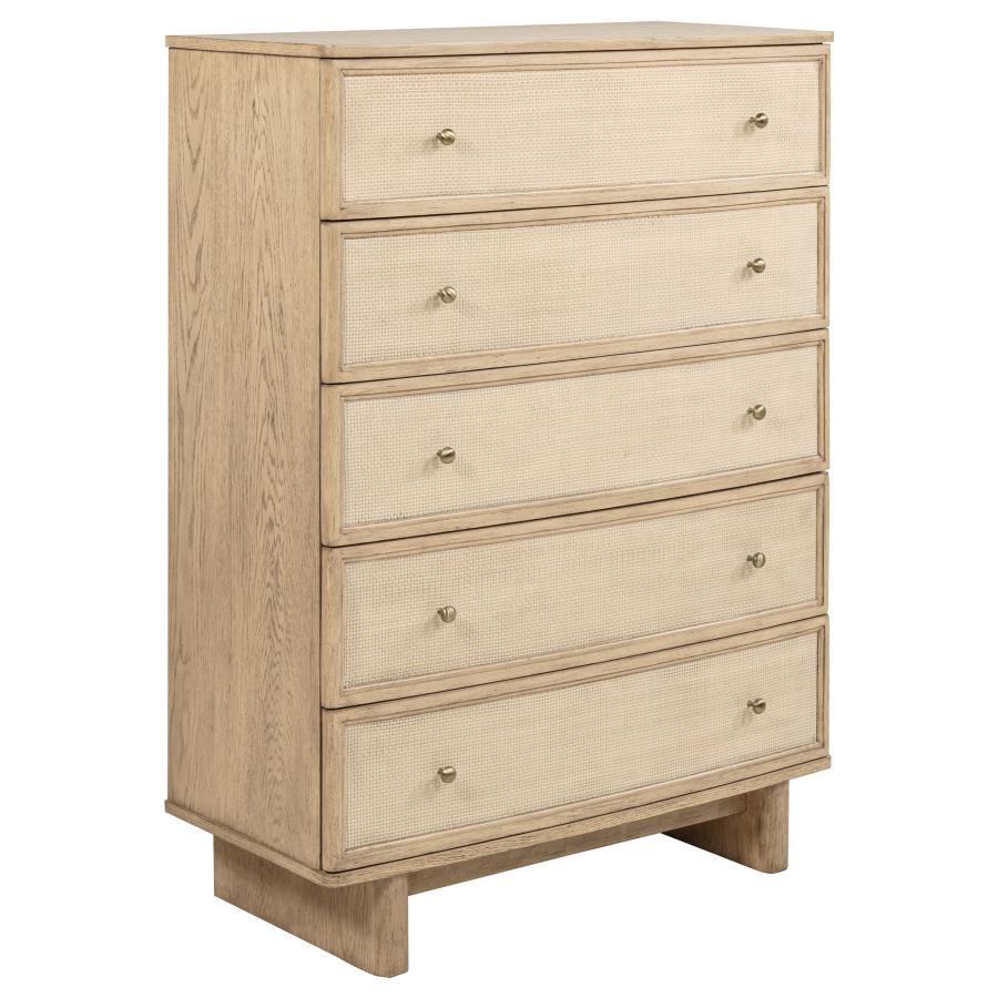 (image for) Kailani 5-drawer Bedroom Chest of Drawers Beige Oak