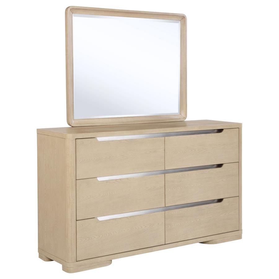 (image for) Ladera 6-drawer Bedroom Dresser and Mirror Light Elm