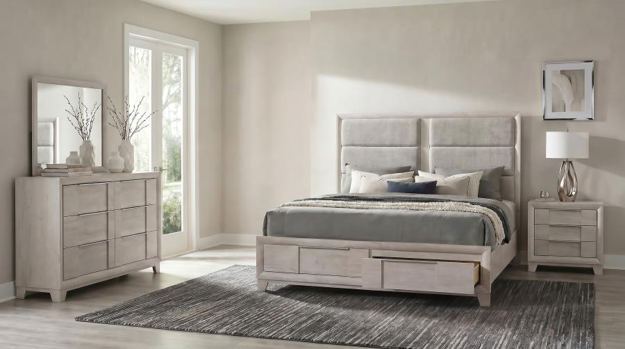 (image for) Farre 4-piece Eastern King Bedroom Set Washed Grey