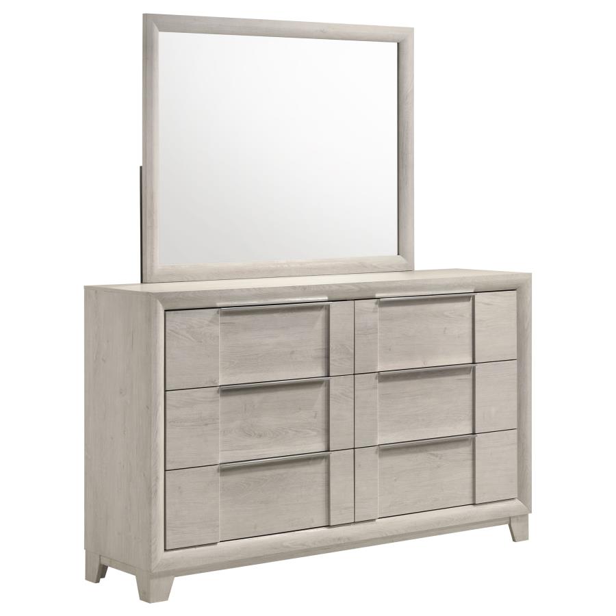 (image for) Farre 6-drawer Dresser with Mirror Washed Grey