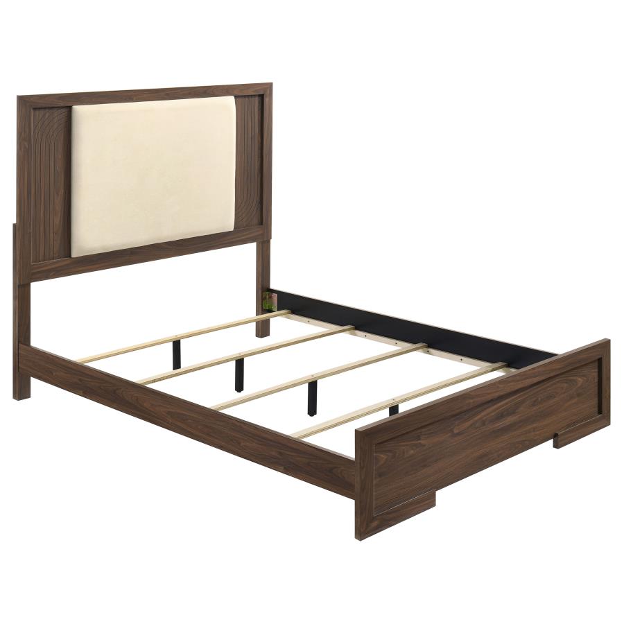 (image for) Etienne Queen Velvet Upholstered Panel Bed Walnut