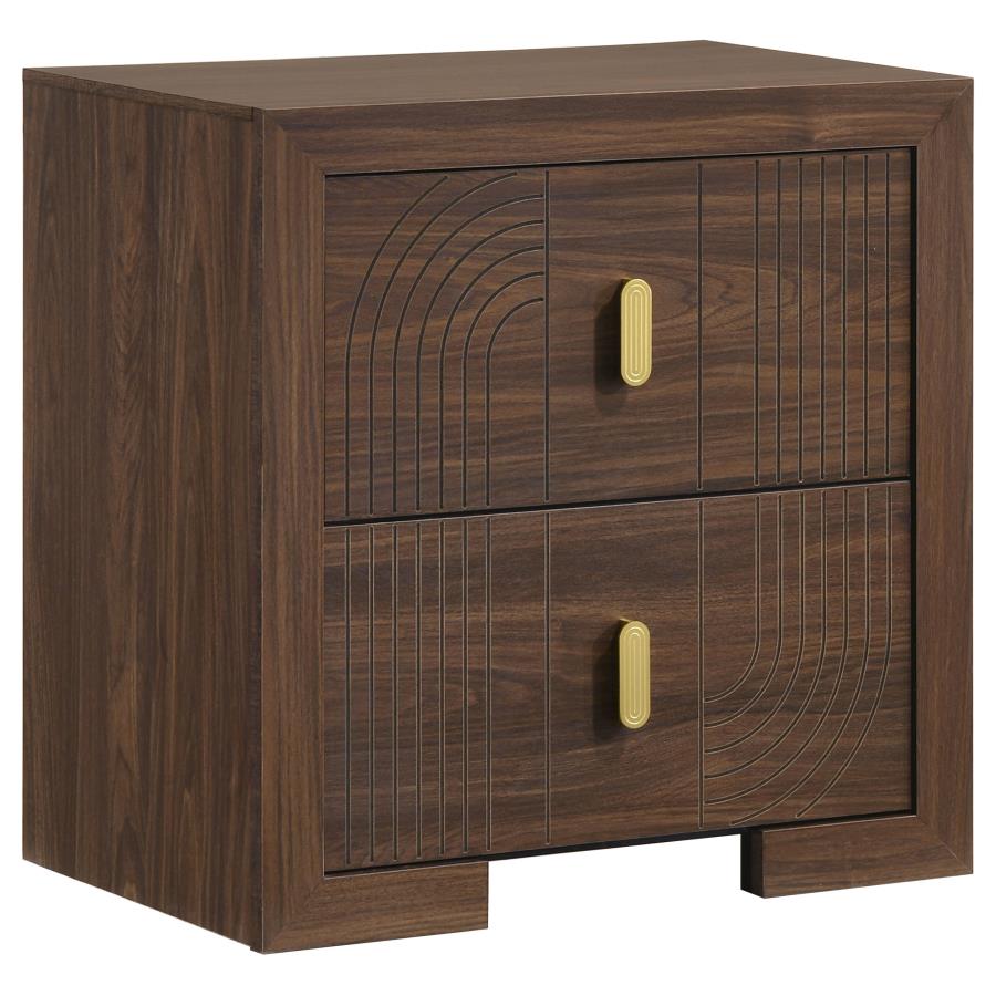 (image for) Etienne 2-drawer Nightstand Bedside Table Walnut