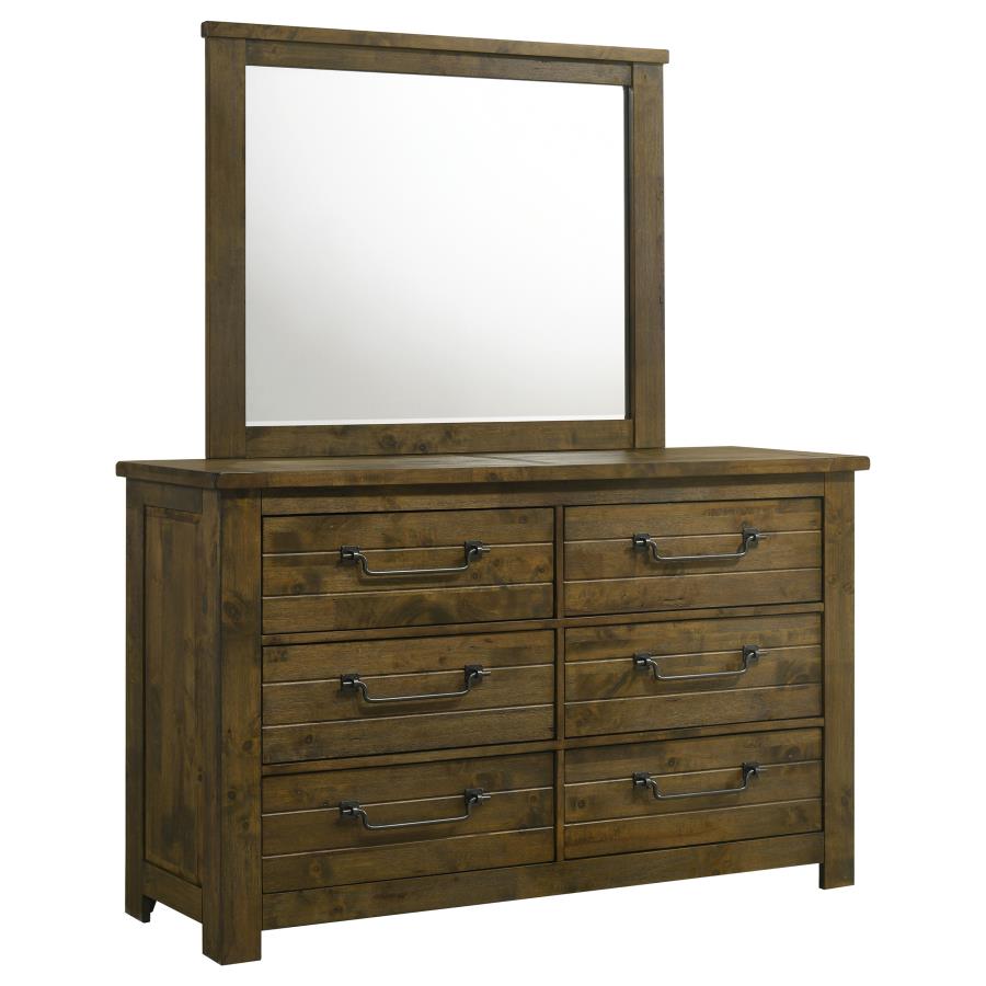 (image for) Doherty 6-drawer Dresser with Mirror Rustic Brown