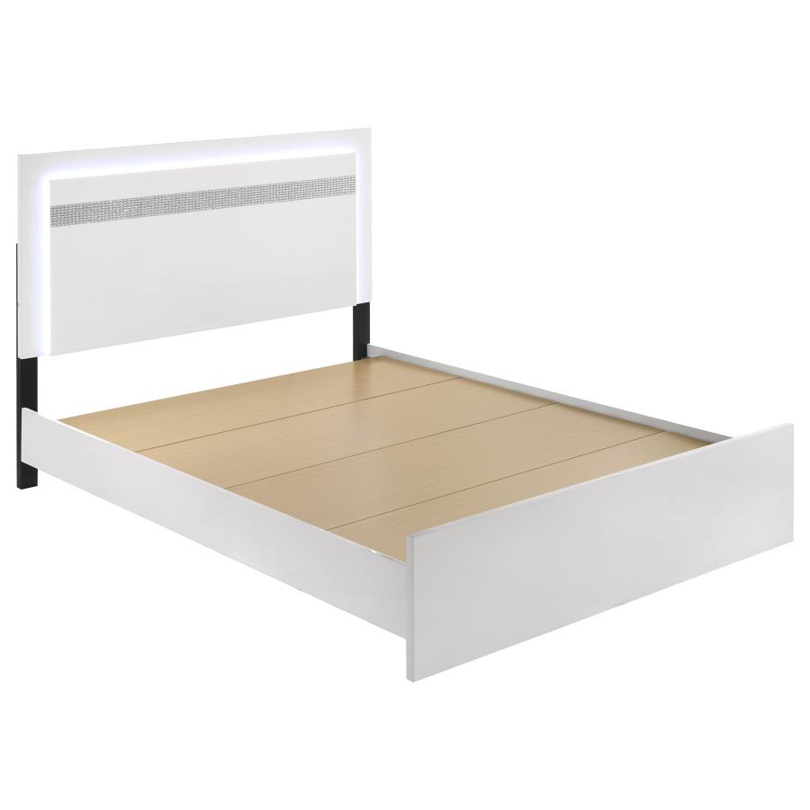 (image for) Viana Touch-Control LED Queen Platform Bed White High Gloss