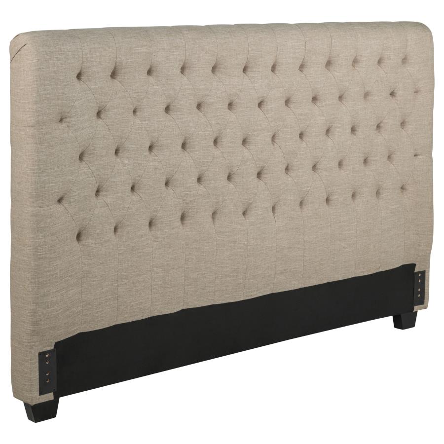 (image for) Chloe Upholstered Eastern King Panel Headboard Oatmeal