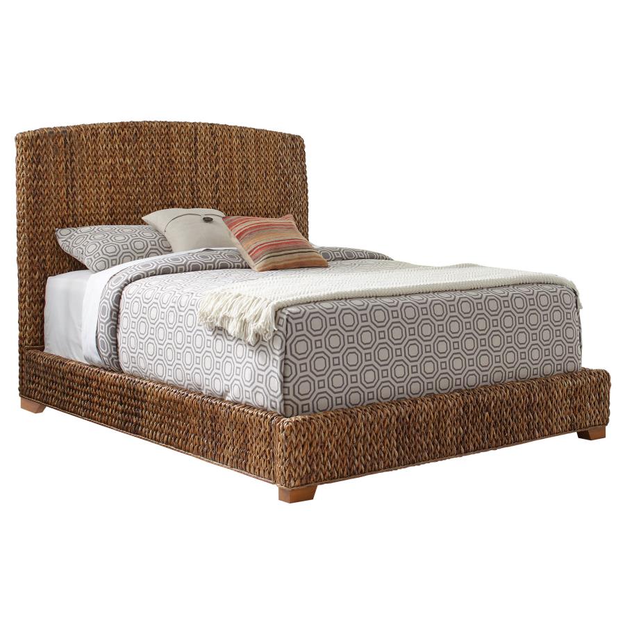 (image for) Laughton Banana Leaf Queen Panel Bed Amber