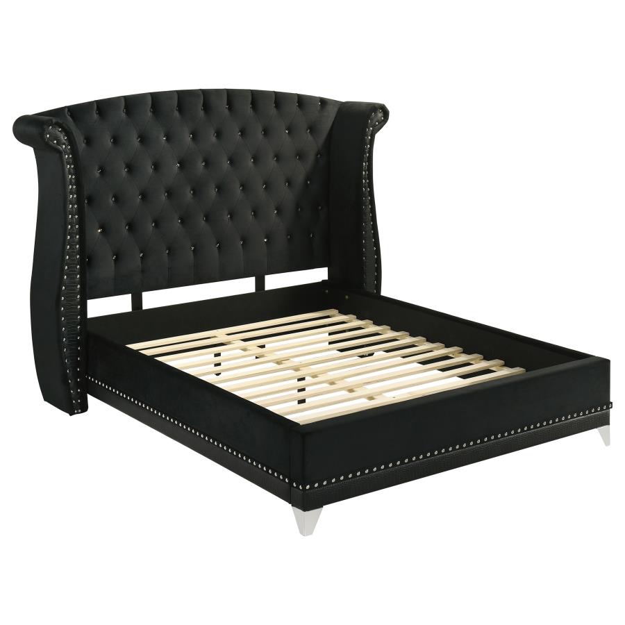 (image for) Barzini Upholstered Queen Wingback Bed Black
