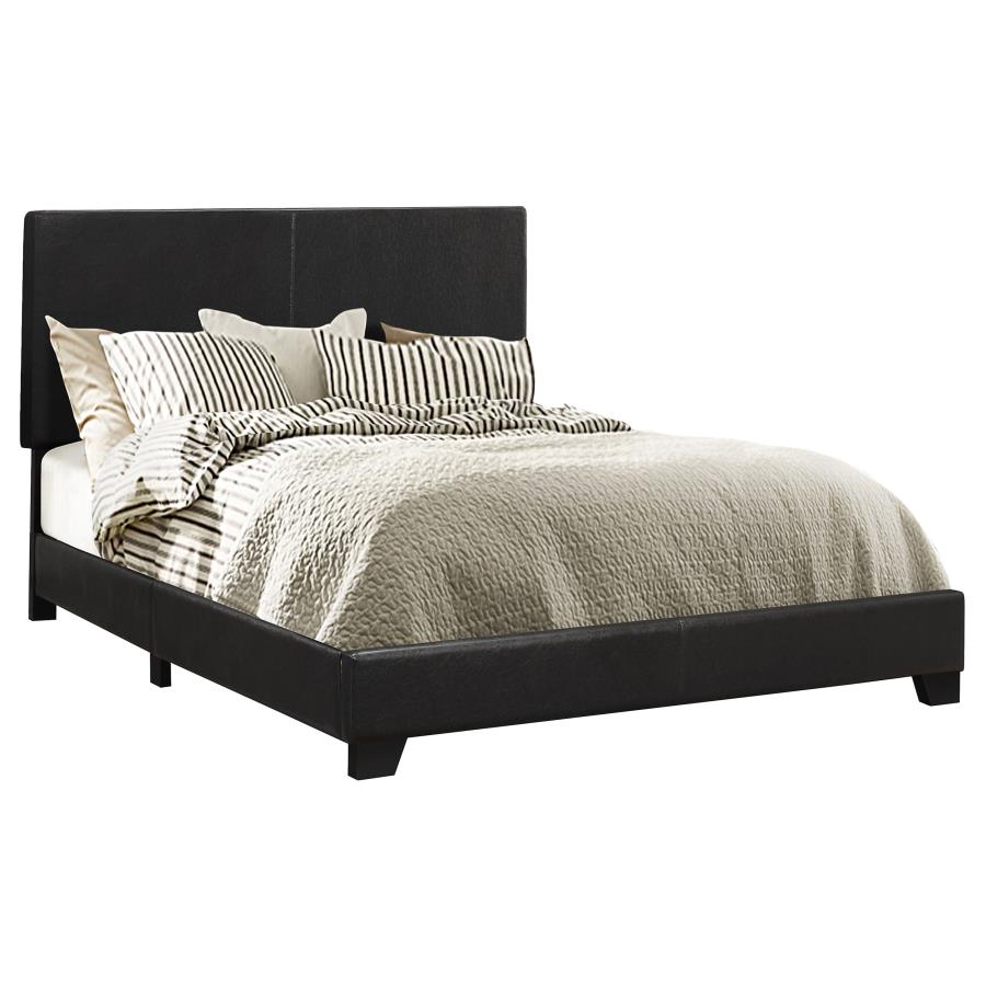 (image for) Dorian Faux Leather Upholstered Queen Panel Bed Black