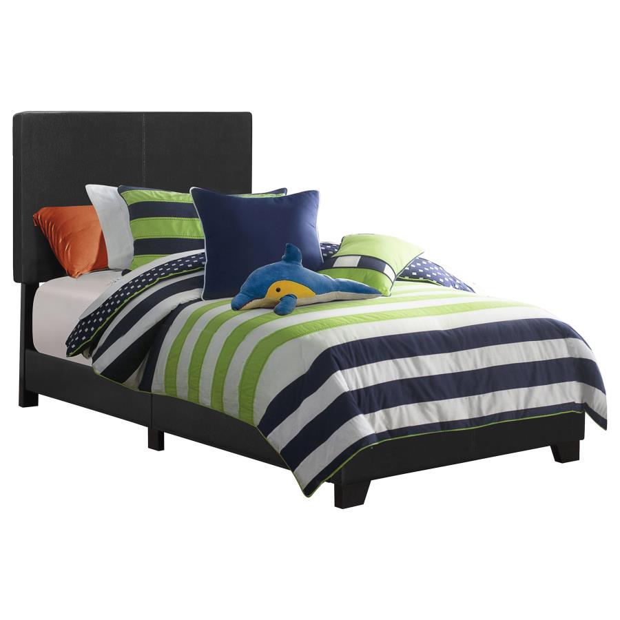 (image for) Dorian Faux Leather Upholstered Twin Panel Bed Black