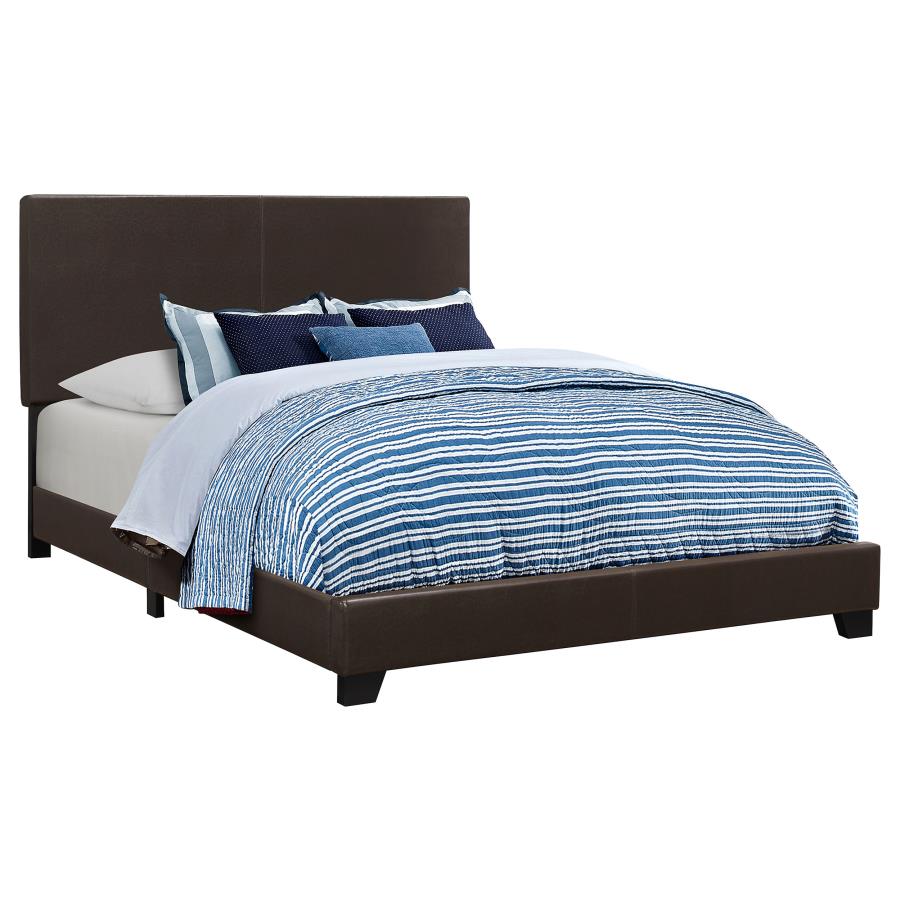 (image for) Dorian Faux Leather Upholstered Eastern King Panel Bed Brown