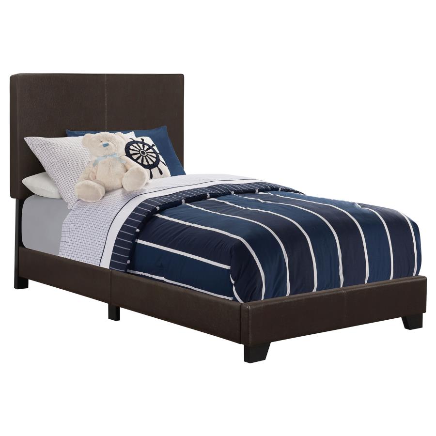 (image for) Dorian Faux Leather Upholstered Twin Panel Bed Brown