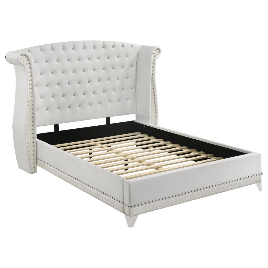 (image for) Barzini Upholstered Queen Wingback Bed White