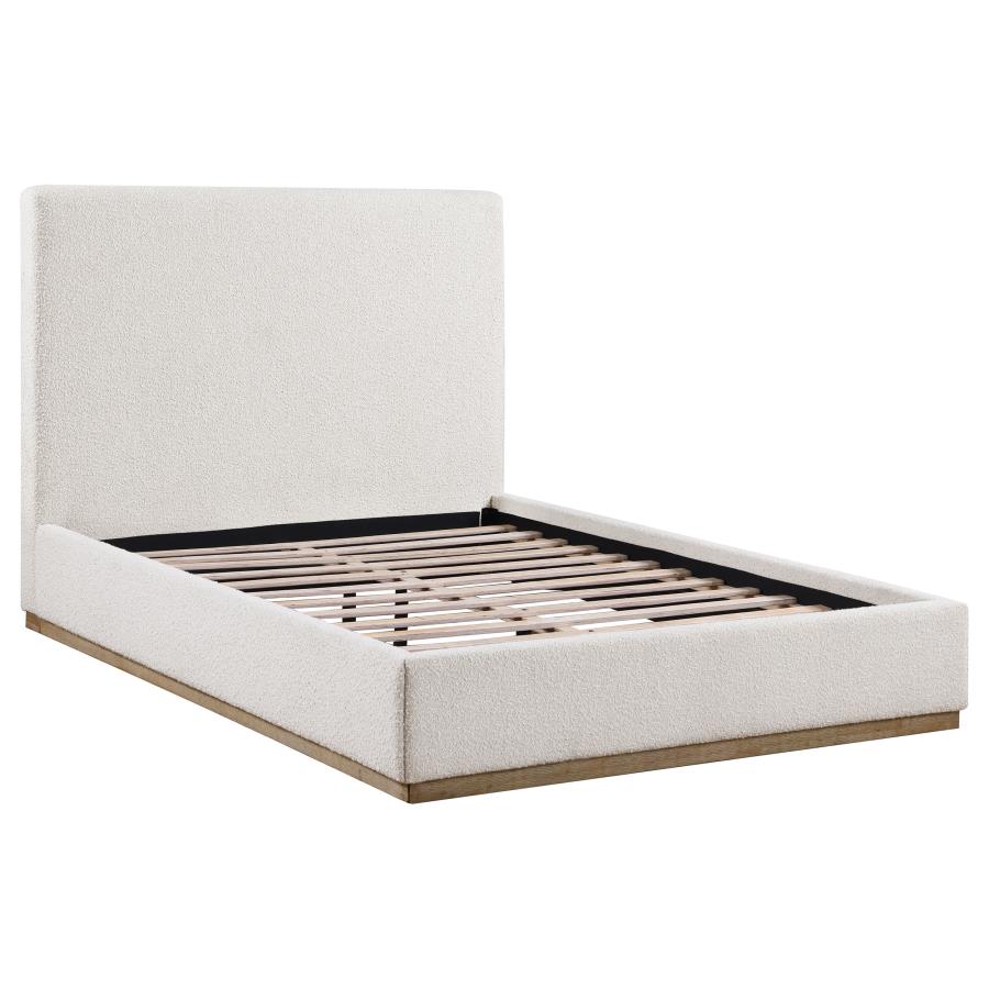 (image for) Knox Queen Bouclé Upholstered Platform Bed Cream