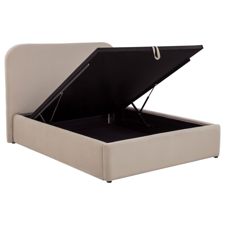 (image for) Anders Upholstered Full Storage Lift Platform Bed Beige