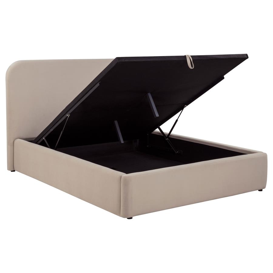 (image for) Anders Upholstered Queen Storage Lift Platform Bed Beige
