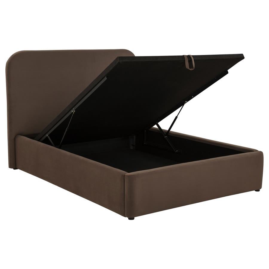 (image for) Anders Upholstered Full Storage Lift Platform Bed Chocolate