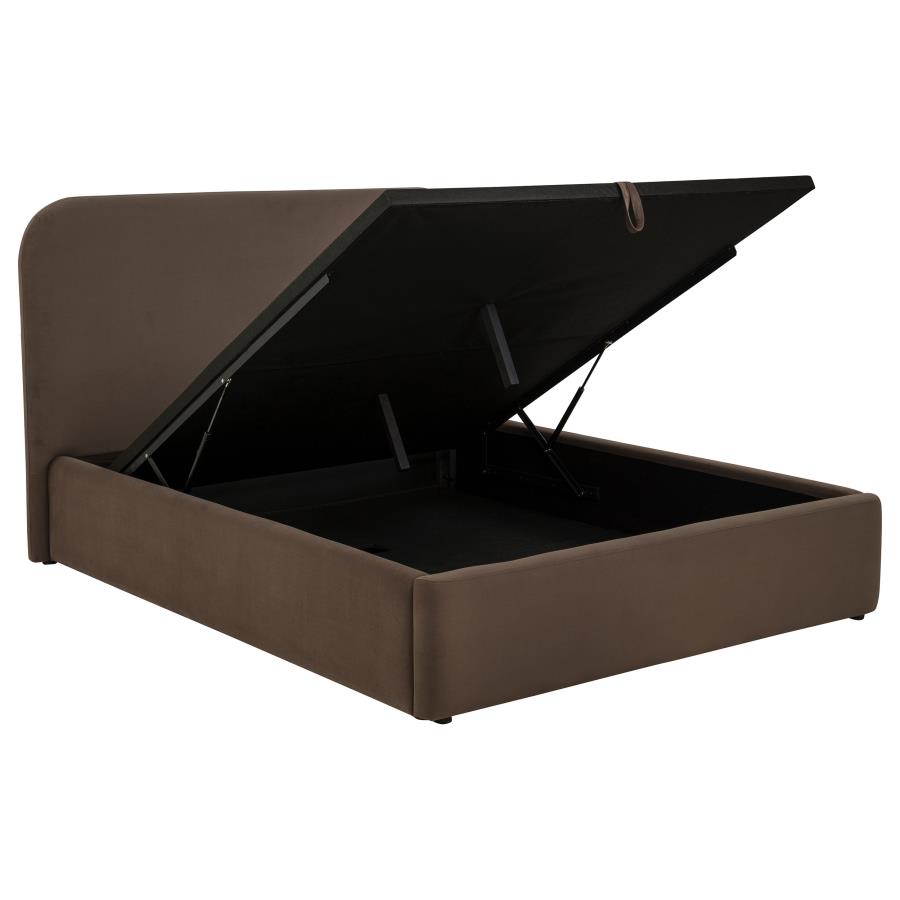(image for) Anders Upholstered Queen Storage Lift Platform Bed Chocolate