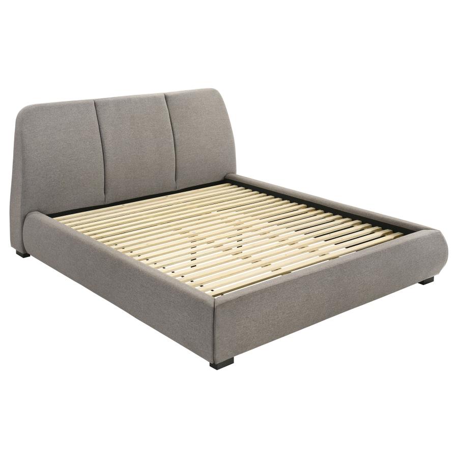 (image for) Mokena 46-inch Upholstered Eastern King Platform Bed Taupe