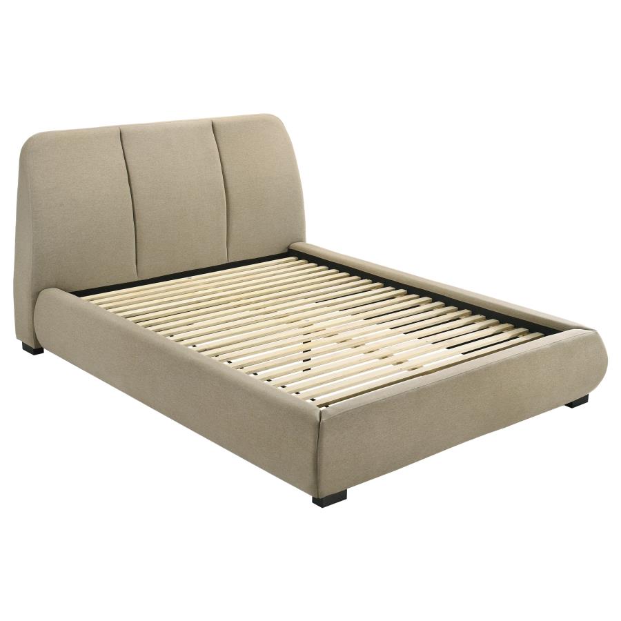 (image for) Mokena 46-inch Upholstered Queen Platform Bed Brown