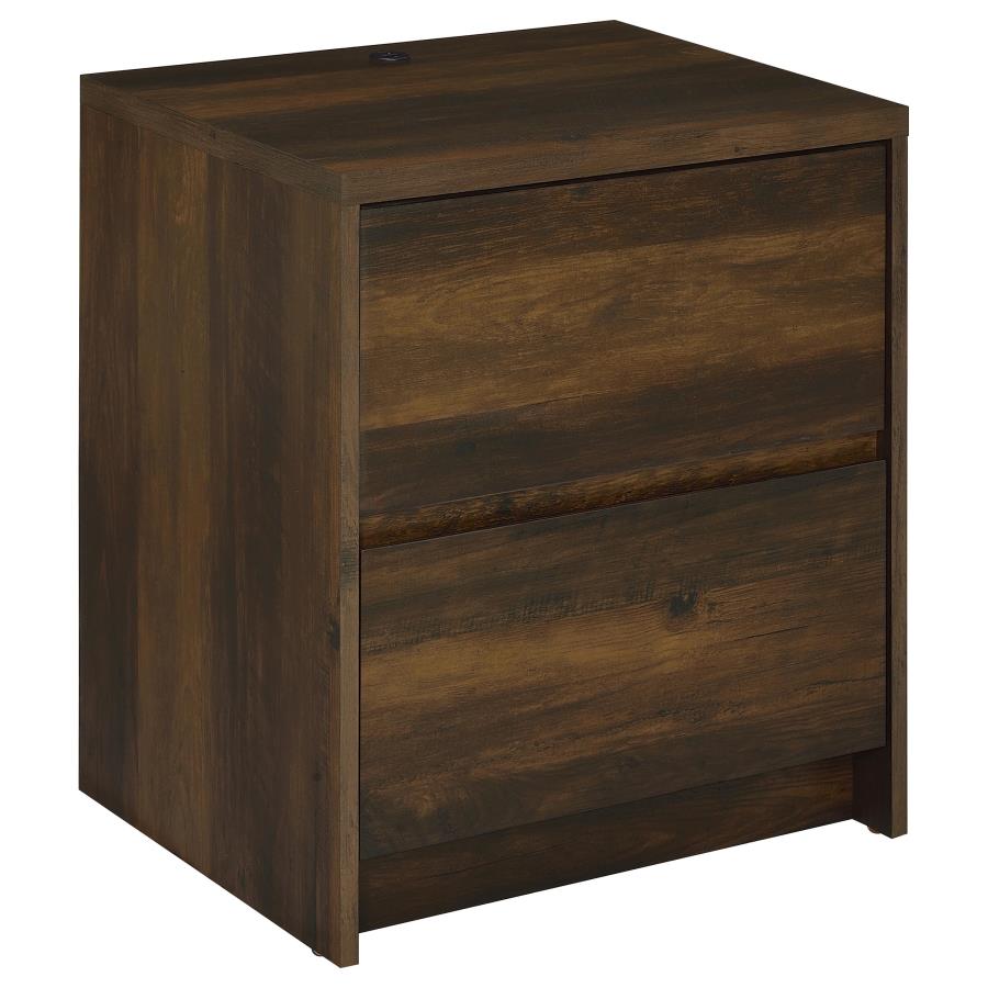 (image for) Westpark 2-drawer Nightstand LED Lights and USB Dark Pine