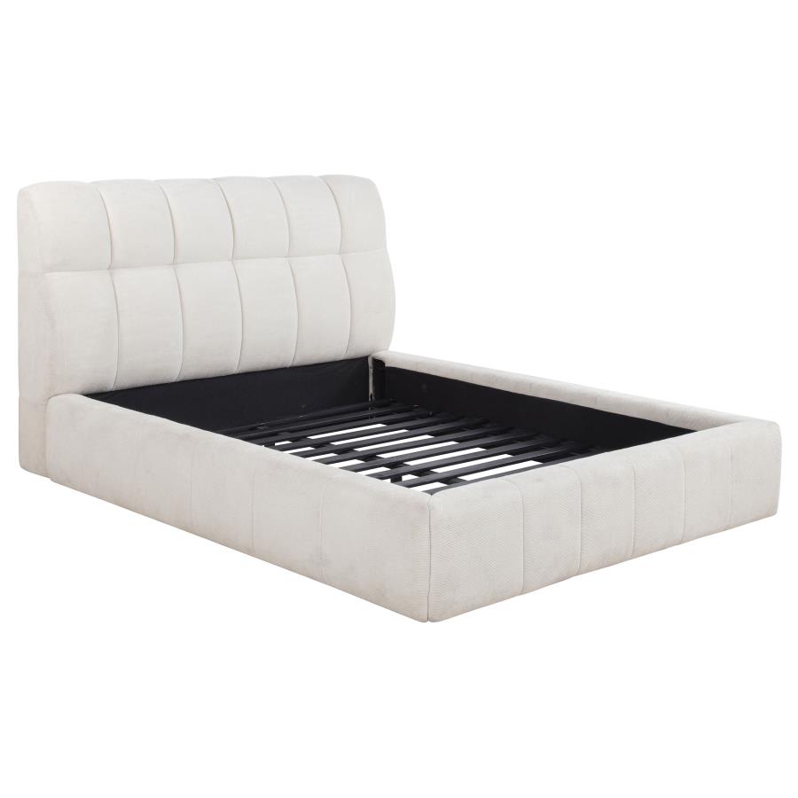 (image for) Nollet 48-inch Upholstered Queen Panel Platform Bed Cream