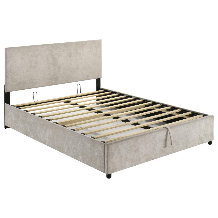 (image for) Reeves Upholstered Queen Lift-Top Storage Platform Bed Beige
