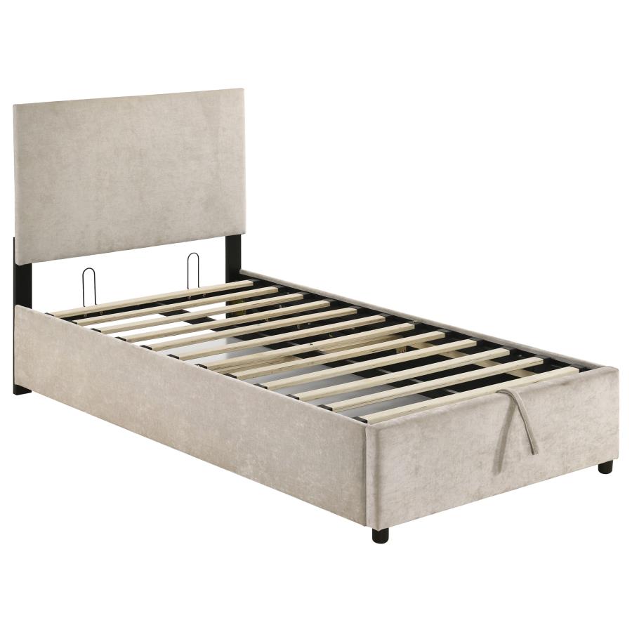 (image for) Reeves Upholstered Twin Lift-Top Storage Platform Bed Beige