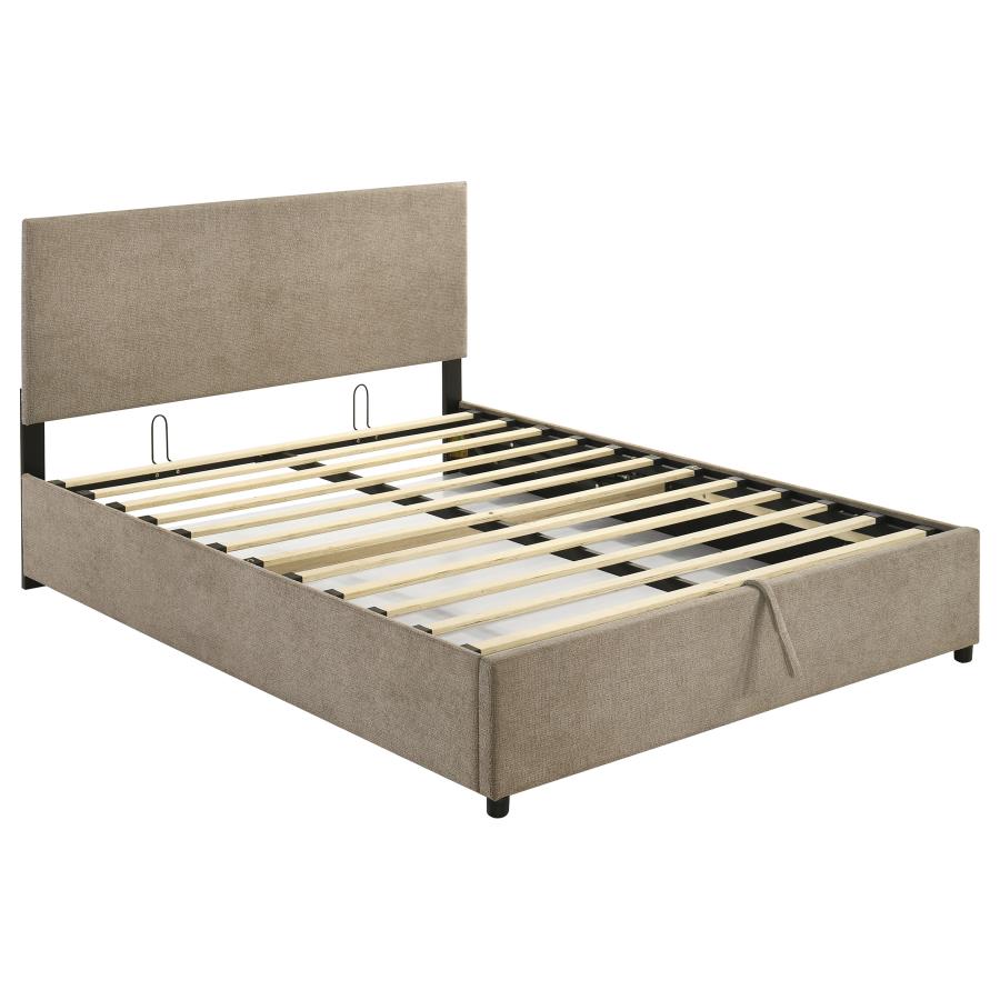 (image for) Reeves Upholstered Queen Lift-Top Storage Platform Bed Tan