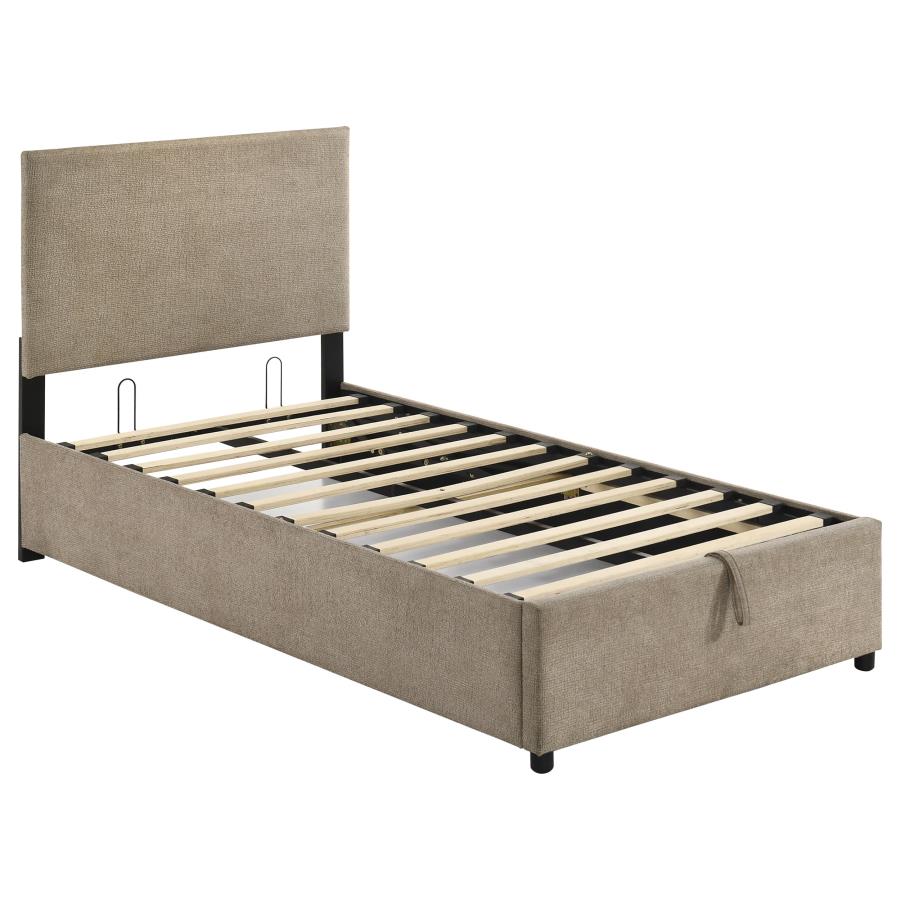 (image for) Reeves Upholstered Twin Lift-Top Storage Platform Bed Tan