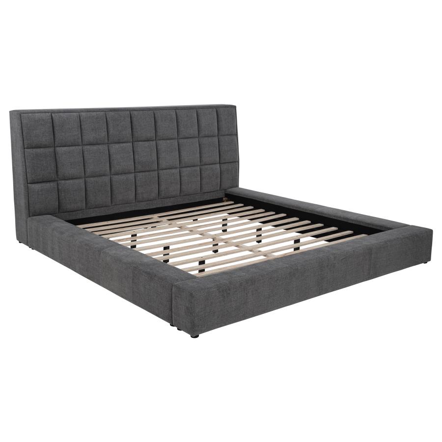 (image for) Dreux Upholstered Eastern King Panel Platform Bed Grey