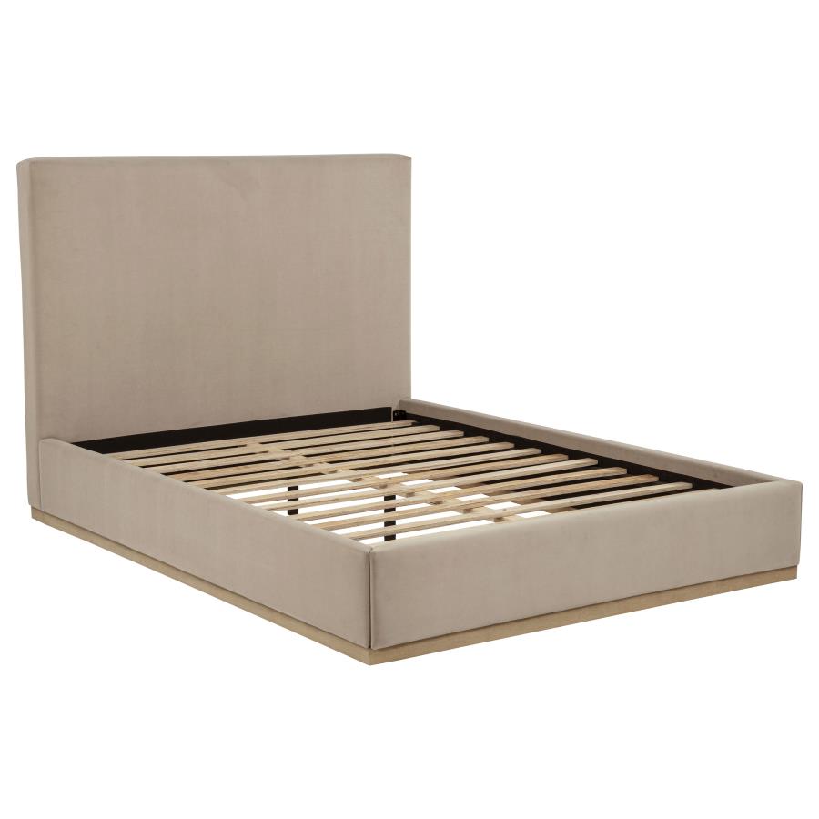 (image for) Knox Queen Fabric Upholstered Platform Bed Khaki