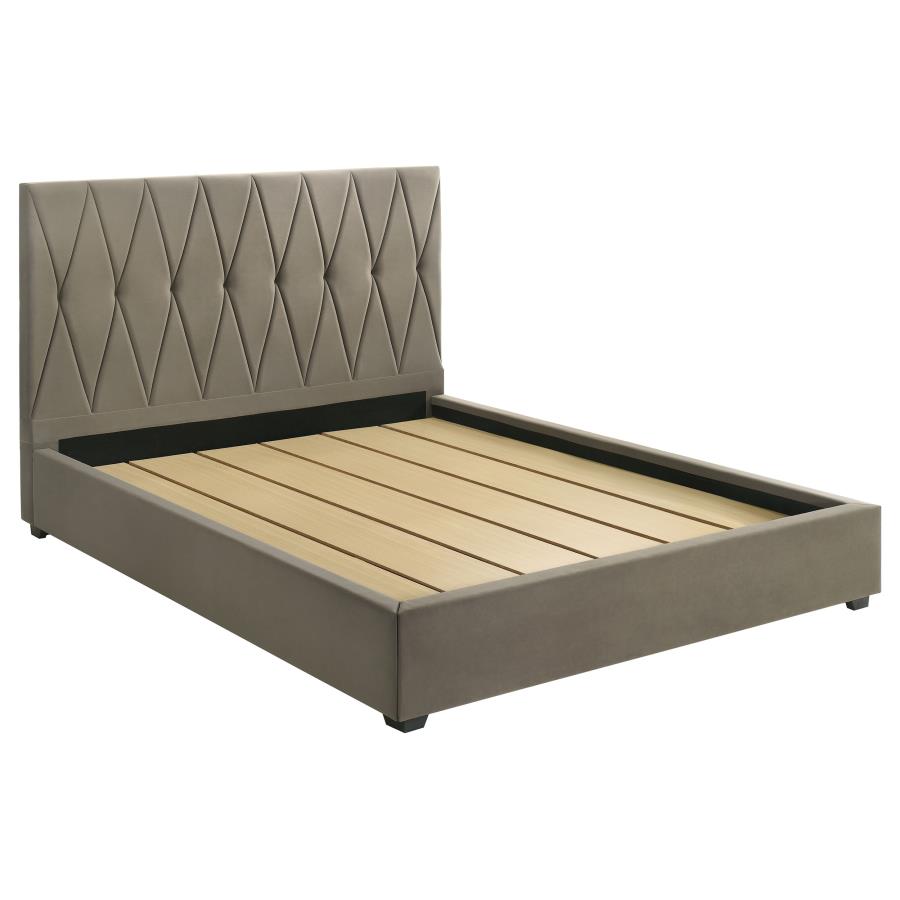 (image for) Delsea Upholstered Eastern King Panel Platform Bed Light Brown