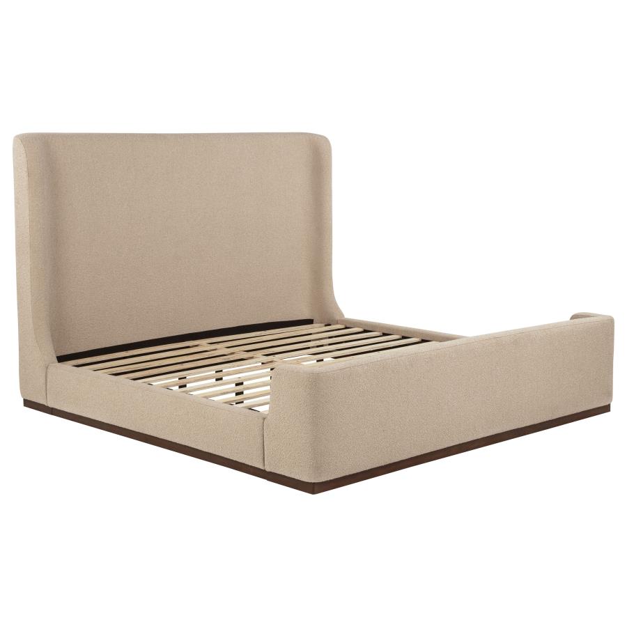 (image for) Nala Eastern King Fabric Upholstered Platform Bed Tan