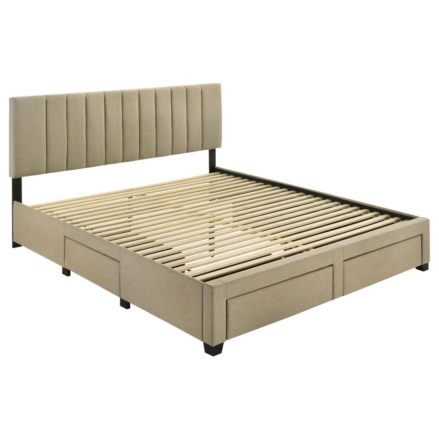 (image for) Wheatland 4-drawer Upholstered Eastern King Storage Bed Brown