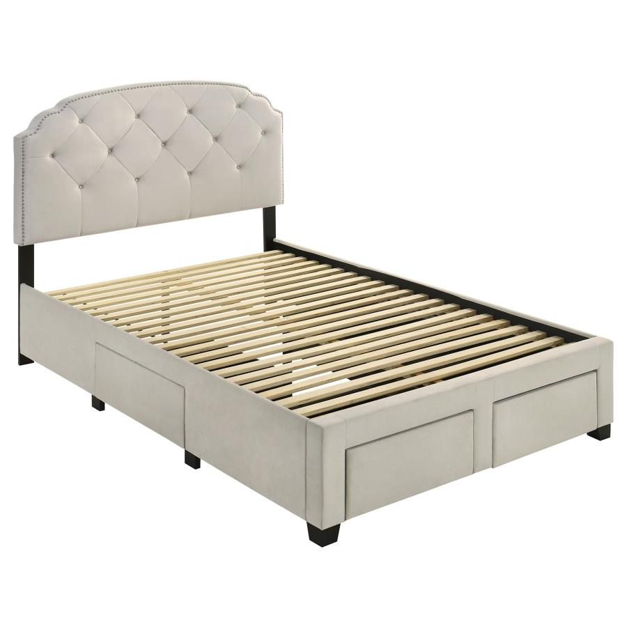 (image for) Marianna 4-drawer Upholstered Full Storage Bed Cream
