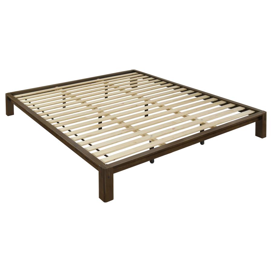 (image for) Gislen Eastern King Easy Assembly Wood Platform Bed Walnut