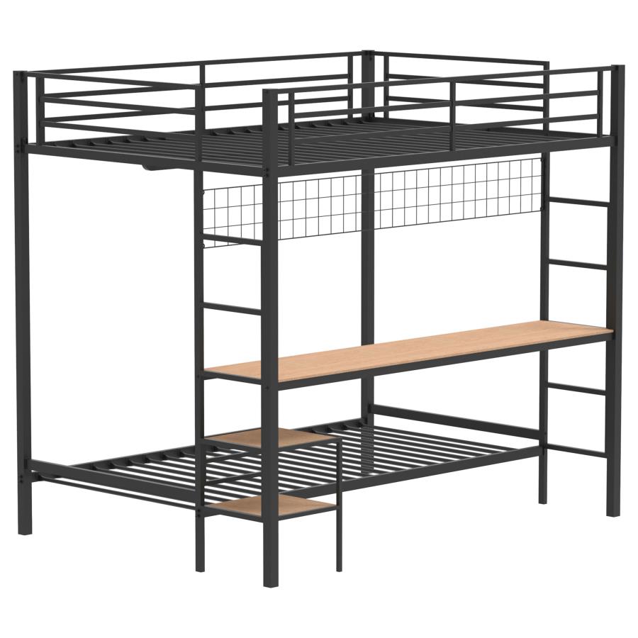 (image for) Bettoni Full-Over-Twin Workstation Bunk Bed Matte Black