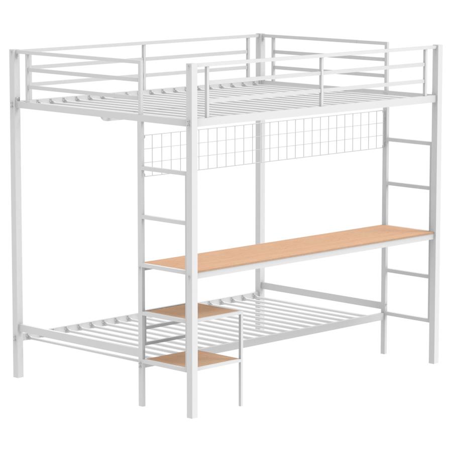 (image for) Bettoni Full-Over-Twin Workstation Bunk Bed Matte White