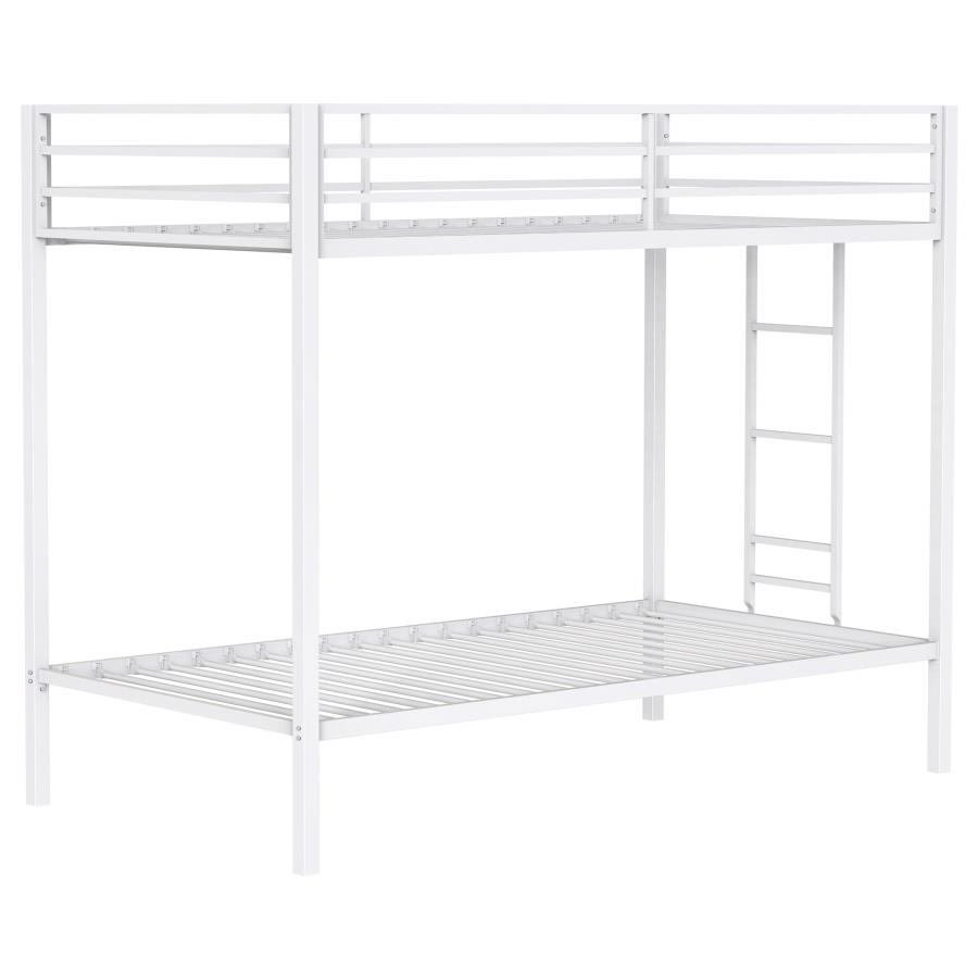 (image for) Alevera Twin-Over-Twin Steel Bunk Bed with Ladder Matte White