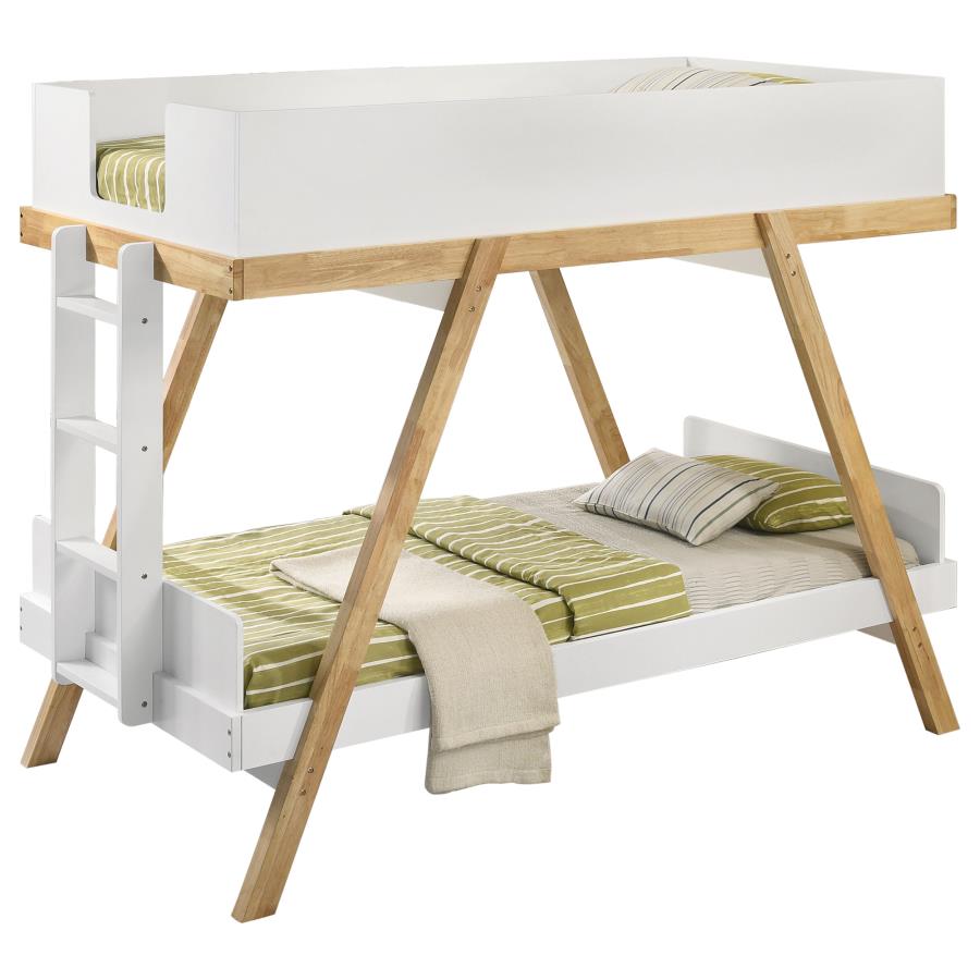 (image for) Frankie Twin Over Twin Bunk Bed with 7-inch Mattresses White