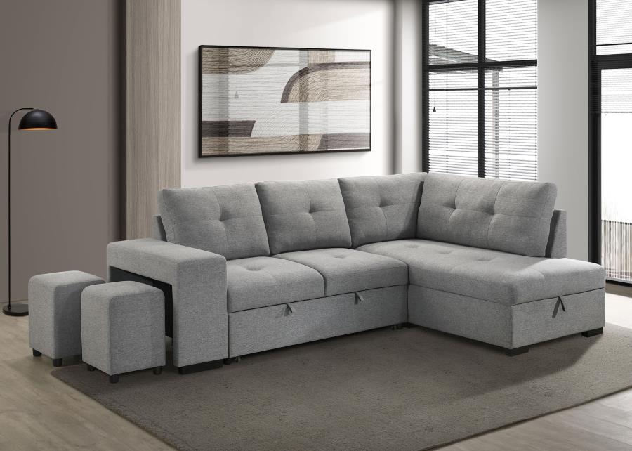(image for) Roanne Fabric Upholstered Sleeper Sectional Sofa Grey