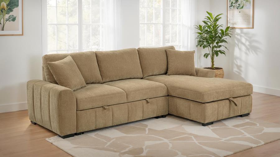 (image for) Pastrana Upholstered Sleeper Sectional Sofa RAF Chaise Camel