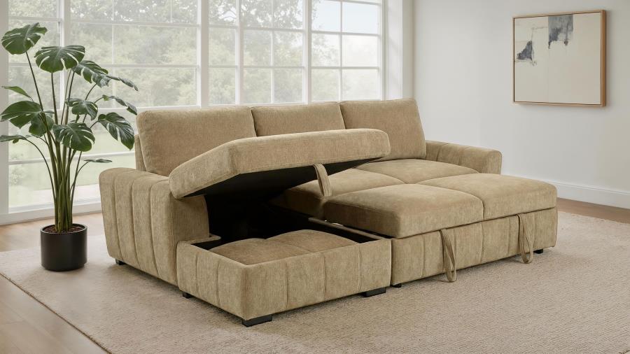 (image for) Pastrana Upholstered Sleeper Sectional Sofa LAF Chaise Camel
