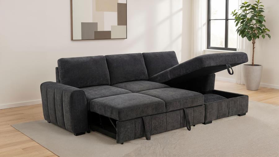 (image for) Pastrana Upholstered Sleeper Sectional Sofa RAF Chaise Grey