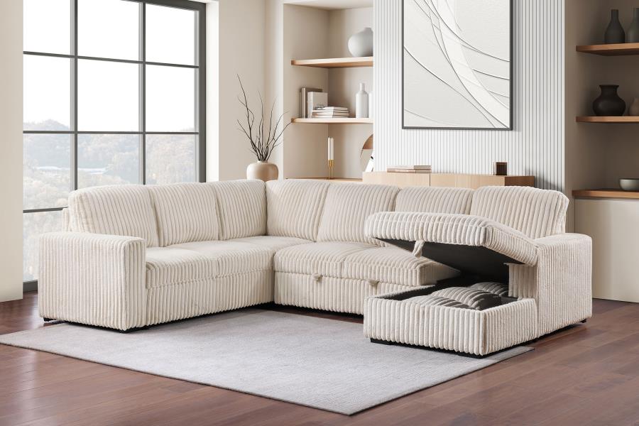 (image for) Devonshire Sleeper Sectional Sofa Storage Chaise Camel