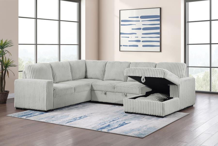 (image for) Devonshire Sleeper Sectional Sofa Storage Chaise Grey